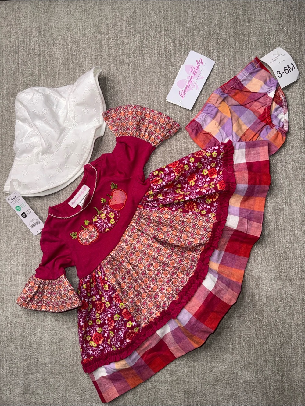 Bonnie Baby Fall Pumpkin Dress 3-6M + Carter’s Hat NWT